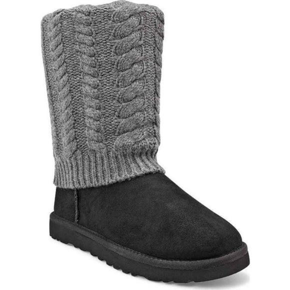 UGG Tularosa Route Detachable Knit Boots in Black (Women's) size 8 Black/Gray - Picture 2 of 13